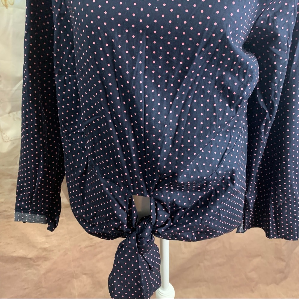NEW Eloquii Tie Front Polka Dot Blouse - Picture 4 of 11